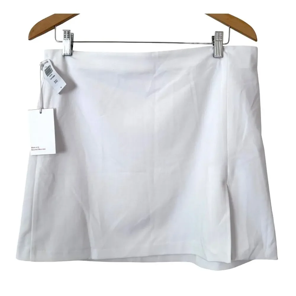 Aritzia Sunday Best Tatiana White Mini Skirt Side Slit Zip Plus Size 14 NEW